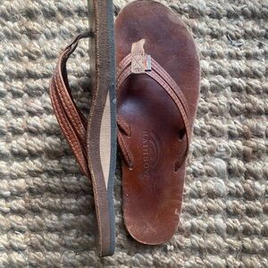 Rainbow Brown Leather Flip Flops